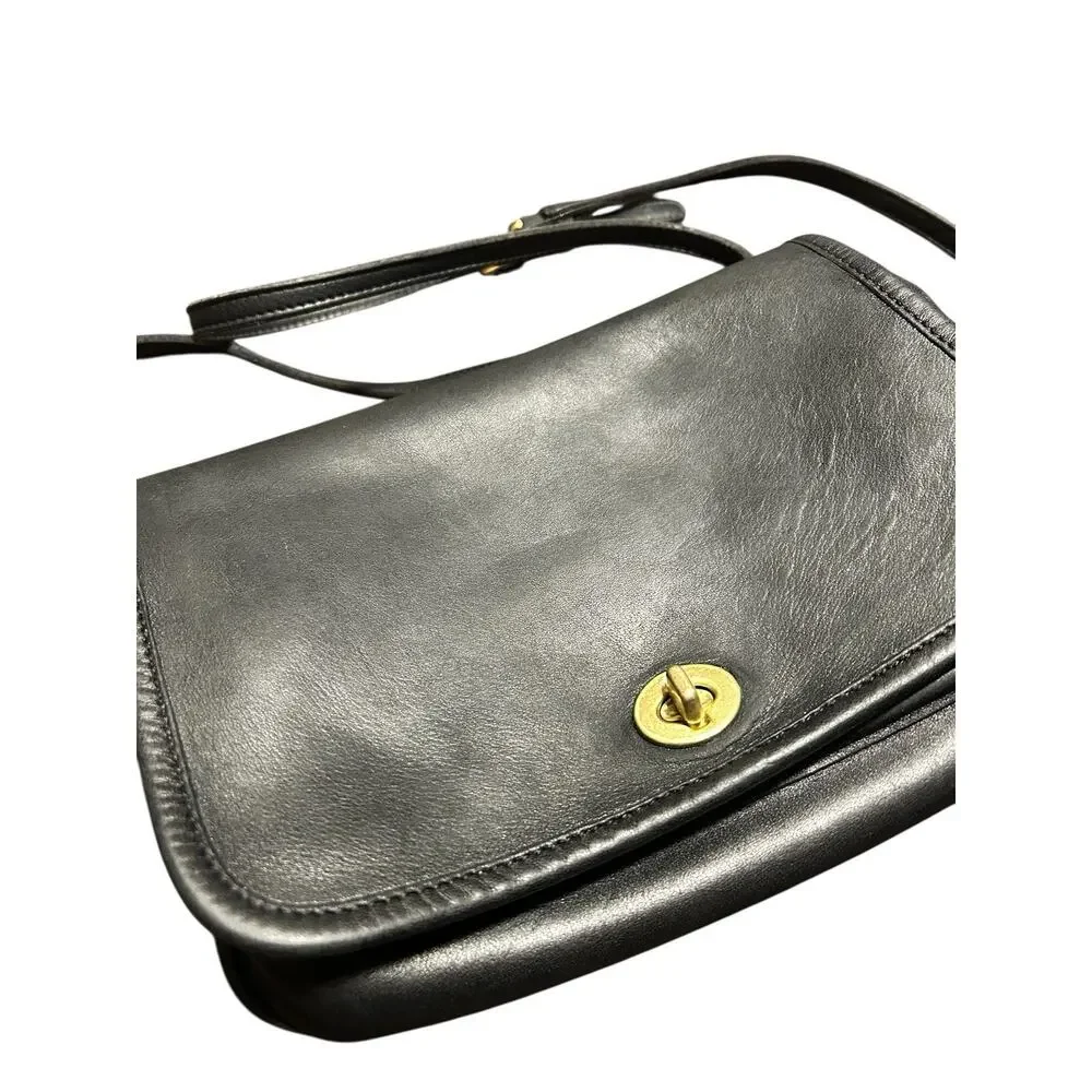 Vintage Coach Black Leather Small Pocket Purse Crossbody Bag 9755 - Picture 2 of 7